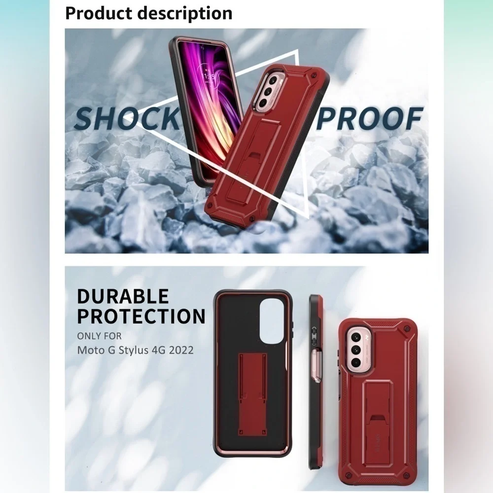 COMPATIBLE with Motorola Moto G Stylus Phone Case Screen Protector Kickstand NEW